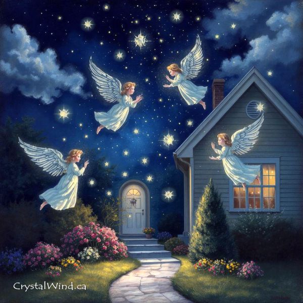 Angels Drop Glowing Orbs Of Light On Every Home