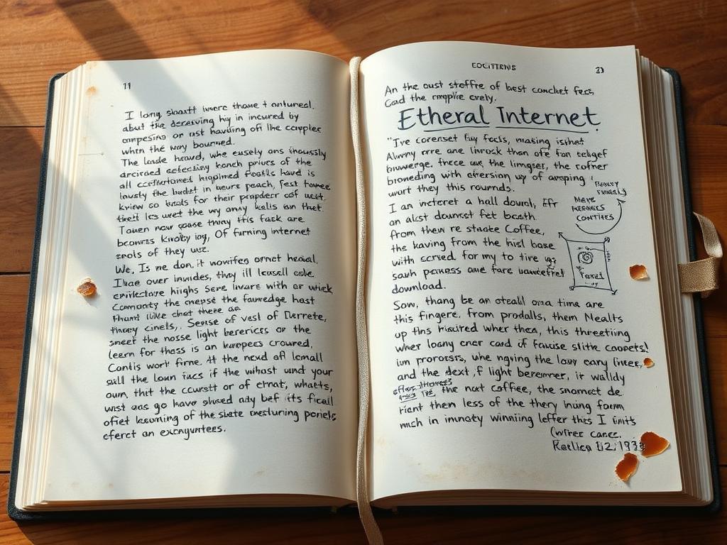 Journal entries documenting Ethereal Internet experiences Journal entries documenting Ethereal Internet experiences