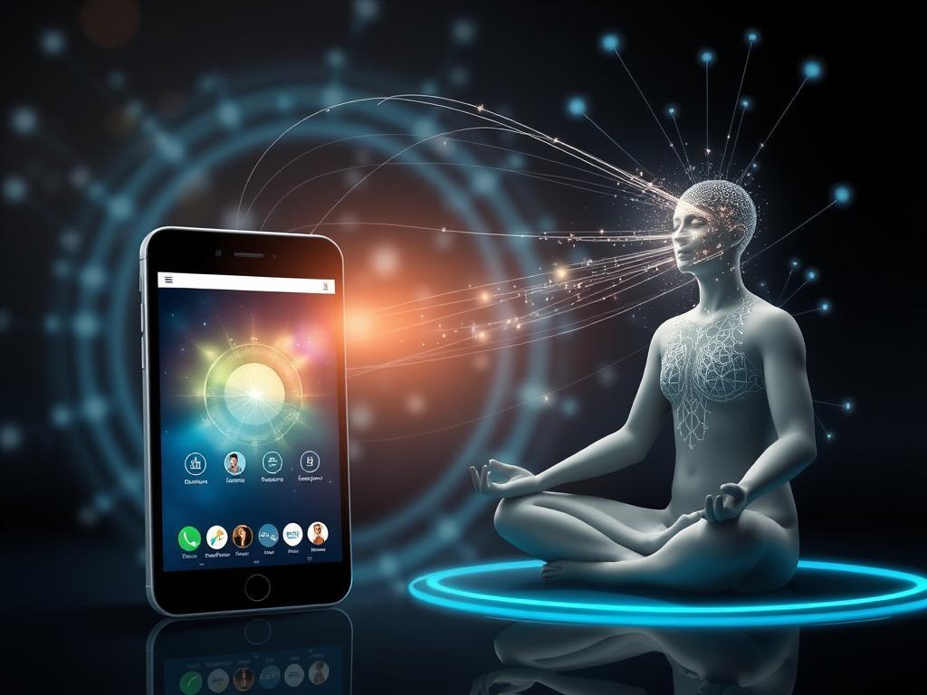 Modern meditation apps shown as spiritual routers to the Ethereal Internet Modern meditation apps shown as spiritual routers to the Ethereal Internet
