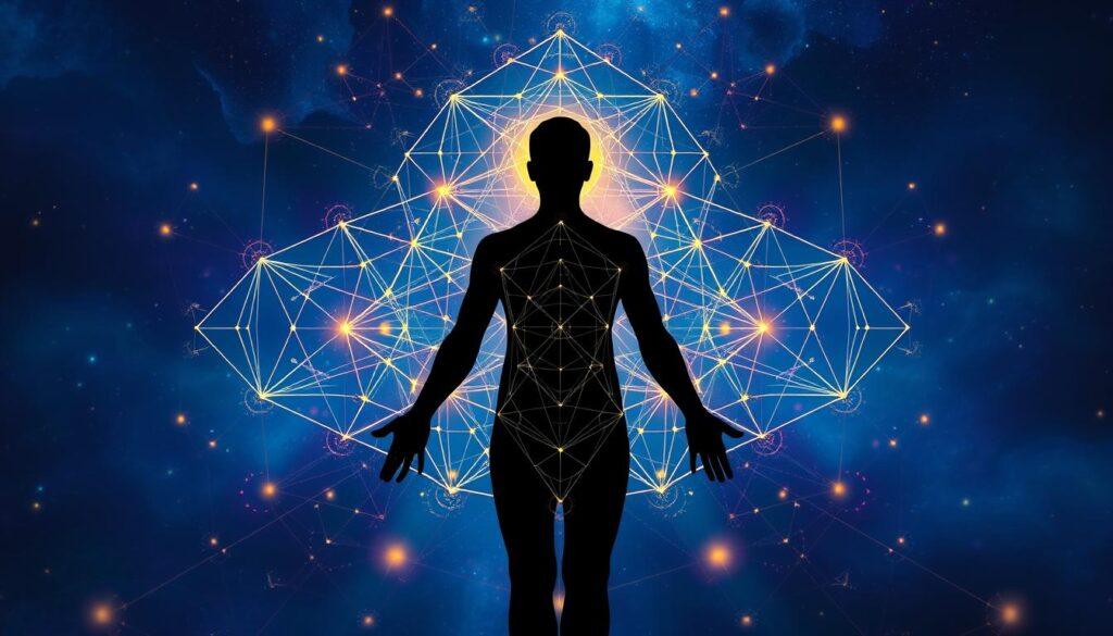 Visual representation of multidimensional awareness with interconnected geometric patterns Visual representation of multidimensional awareness with interconnected geometric patterns